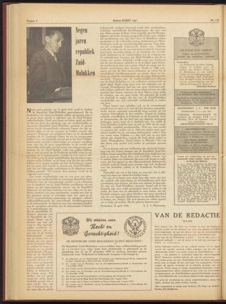 Repubblica delle Molucche del Sud Republik Maluku Selatan, RMS, Djakarta