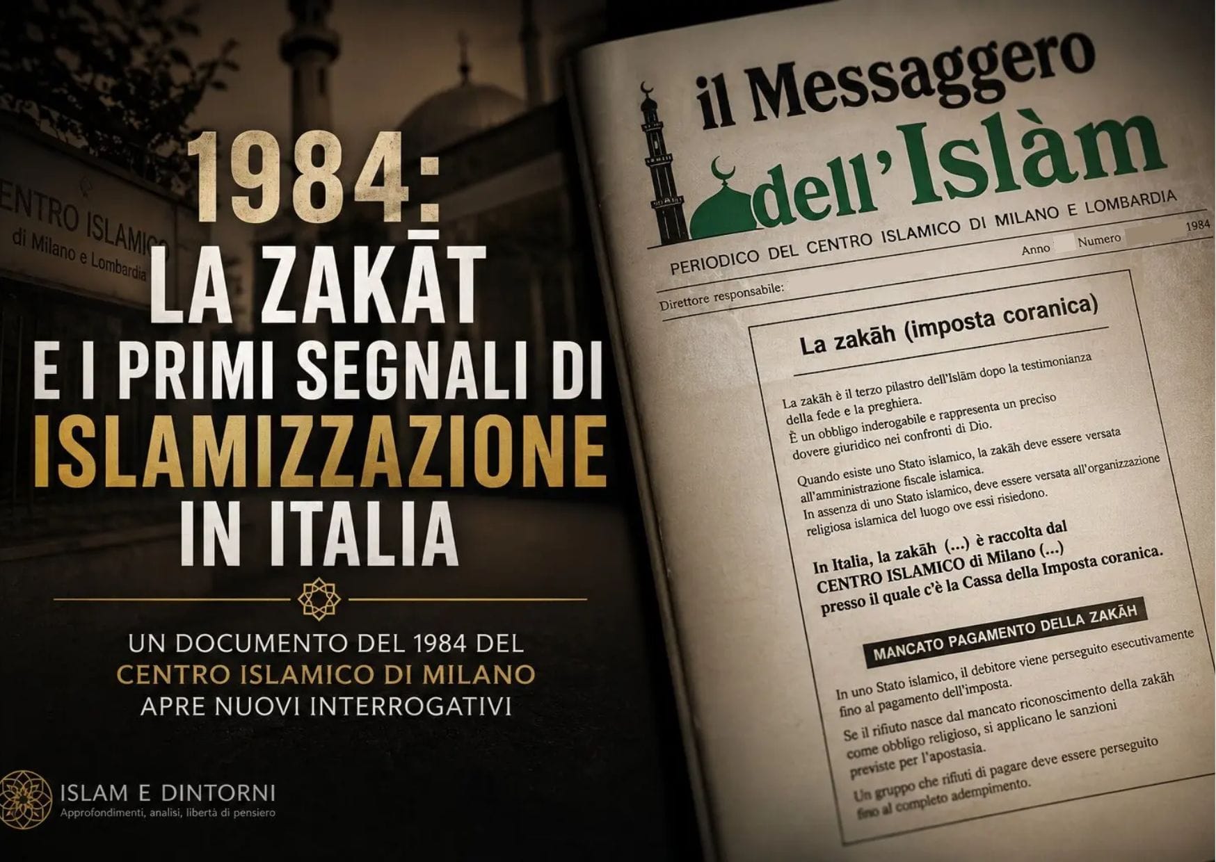 zakat islam italia 1984 centro islamico milano e lombardia messaggero dell'islam islamizzazione