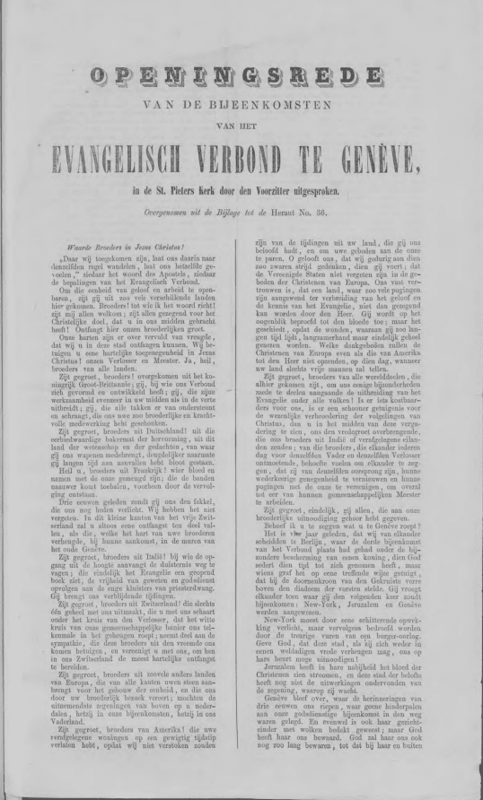 De Bazuin, Voci riformate dalla Chiesa cristiana secessionista nei Paesi Bassi, 13 Settembre 1861. Stampa Cristiana Olandese.