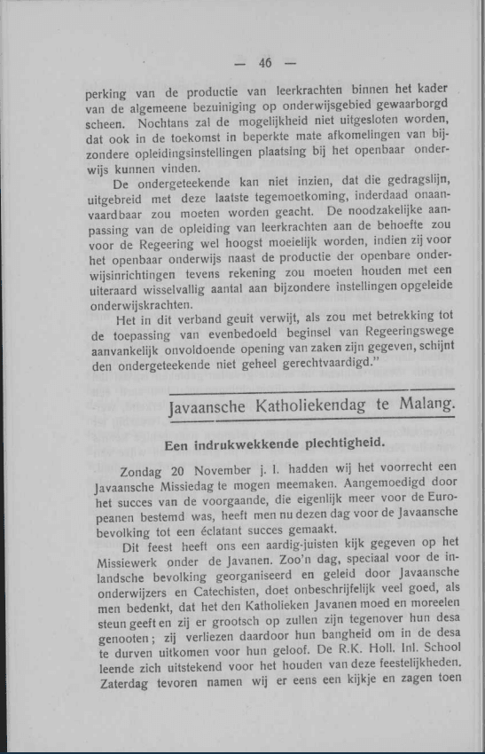 Javaansche Katholiekendag te Malang, Koloniaal Missie-Tijdschrift, 15 Jan 1933. Cattolicesimo Giavanese. Indie Orientali Olandesi. Chiesa Cattolica.