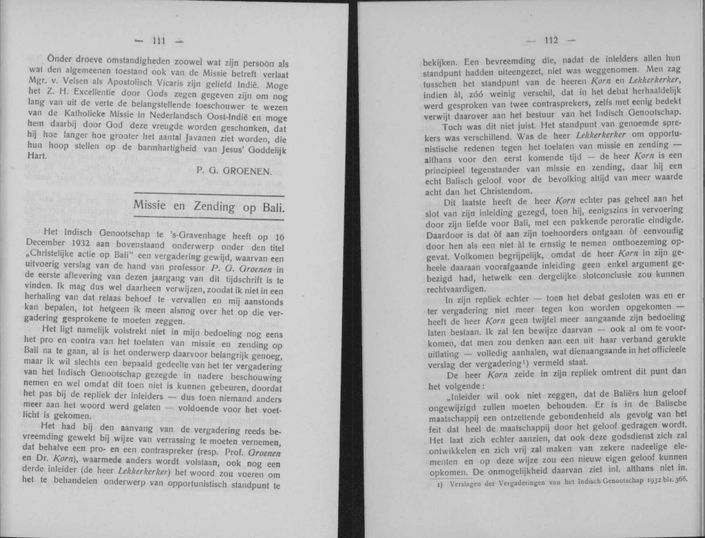 Missie en Zending op Bali, Koloniaal-Missie Tijdschrift. 1932. Indie Orientali Olandesi. Missionari.