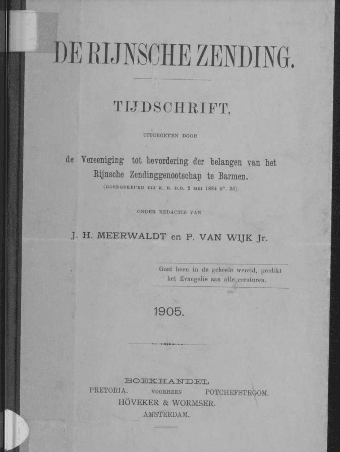 De Rijnsche Zening, 1905, Missioni Protestanti, Indie Orientali Olandesi