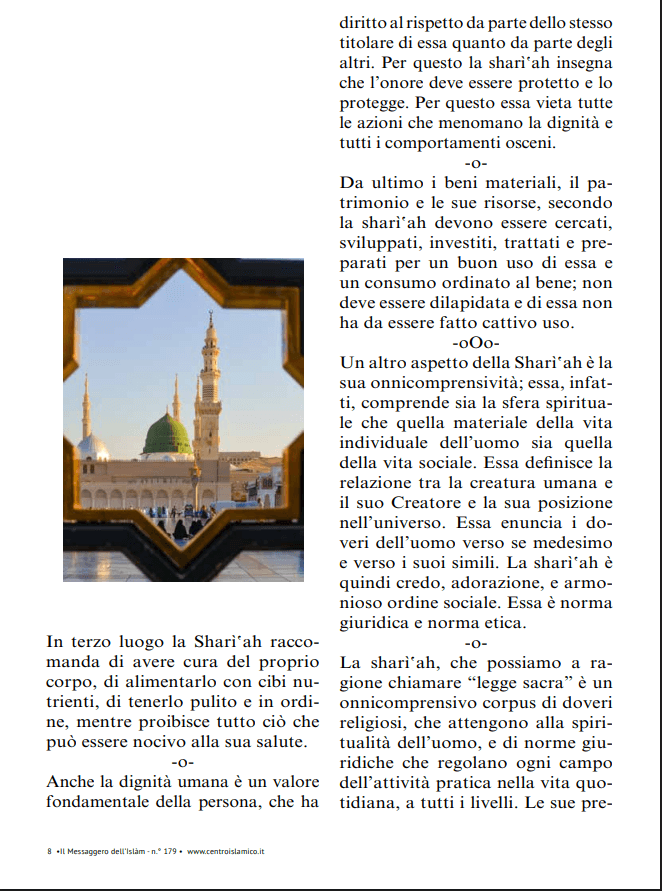 Il Messaggero dell'Islam. Islamismo in Italia. Shariah. Centro Islamico di Milano e Lombardia. 2013.