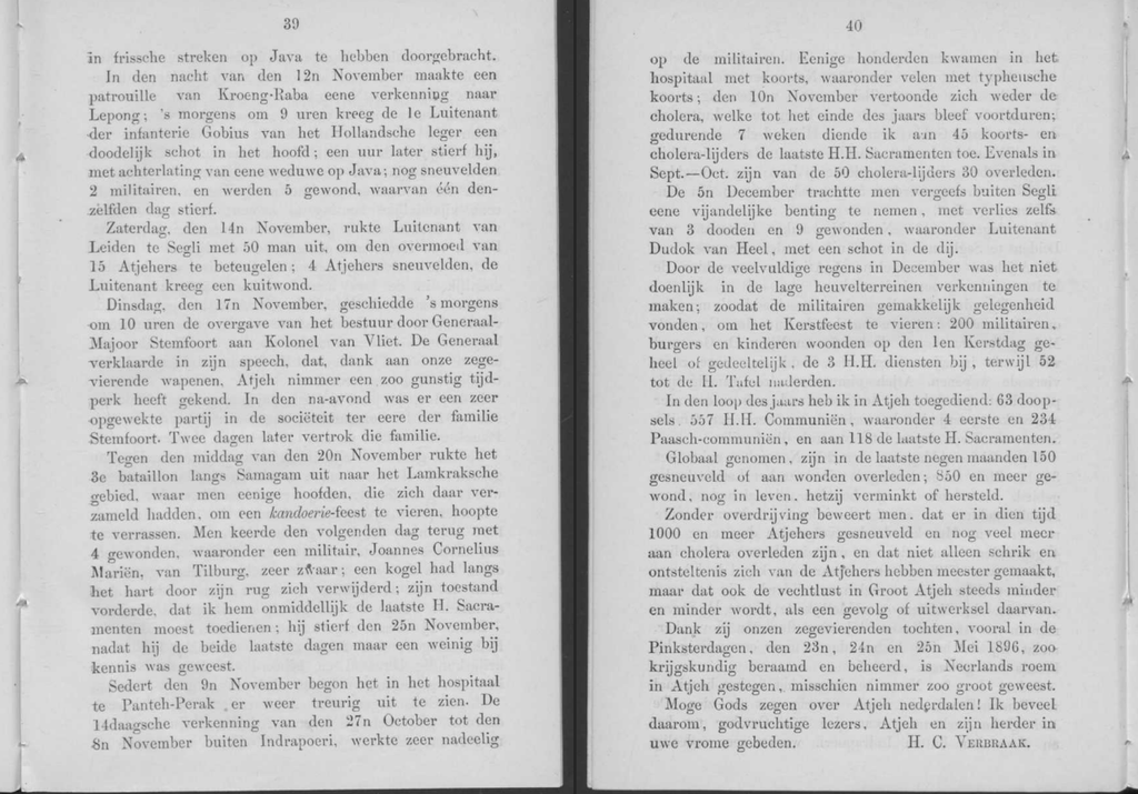 Kerkelijke beschouwingen over Groot-Atjeh en Onderhoorigheden gedurende de tweede helft van 1896, Berichten uit Nederlandsch Oost-Indie, III, 1897. Padre Verbraak. Guerra di Aceh. Gesuiti. Colonialismo olandese.