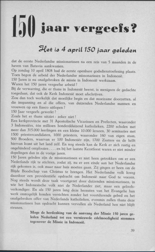 Missienieuws der Nederlandse Jezuïeten. 1958. Colonialismo Olandese. Gesuiti. Chiesa Cattolica. Fonti Coeve Olandesi.