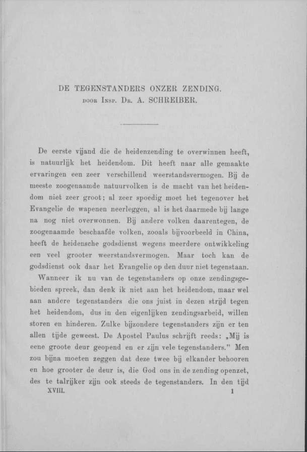 Schreiber, A., De Tegenstanders onzer Zending. De Rijnsche Zending. Tijdschrift uitgegeven door Het Nederlandsch Hoofdcomité tot bevordering der belangen van het Rijnsche Zendingsgenootschap, onder redactie van J. P. G. Westhoff, 1897. Indie Orientali Olandesi. Missione Protestante. Colonialismo Olandese. Fonti Coeve Olandesi.