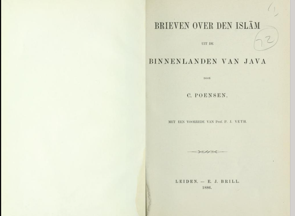 Brieven van een Desaman, poi raccolti nel volume Brieven over den Islām uit de binnenlanden van Java. Brill 1886. Fonti Coeve Olandesi. Missionari Protestanti. 