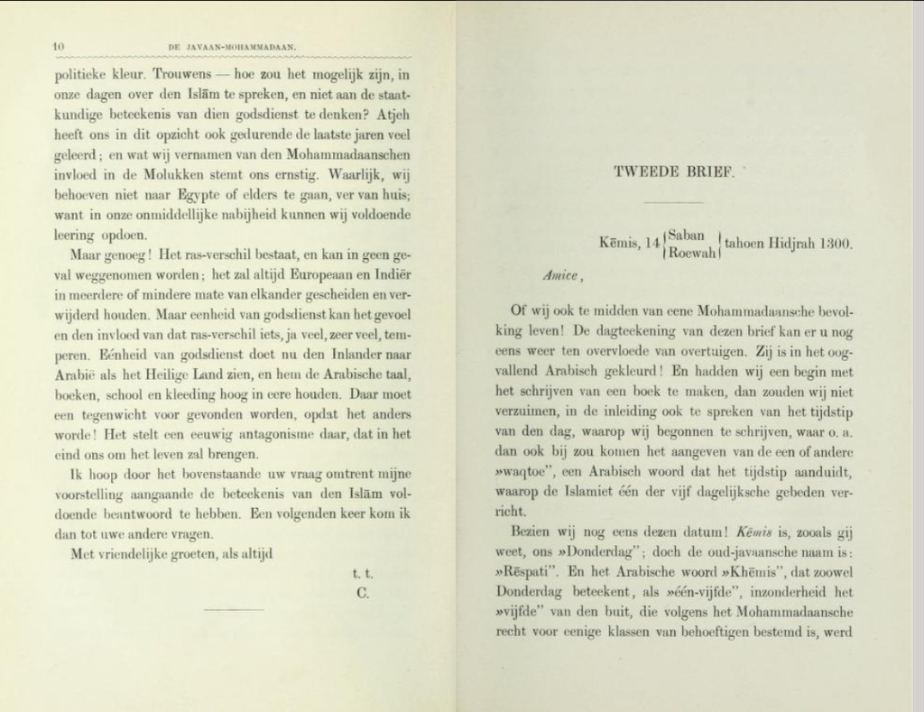 Brieven van een Desaman, poi raccolti nel volume Brieven over den Islām uit de binnenlanden van Java. Brill 1886. Fonti Coeve Olandesi. Missionari Protestanti. 