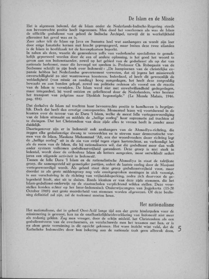 De toekomst der missie in de Republiek Indonesia Serikat, Berichten uit Java, 1950. Chiesa Cattolica. Indonesia. Colonialismo. 