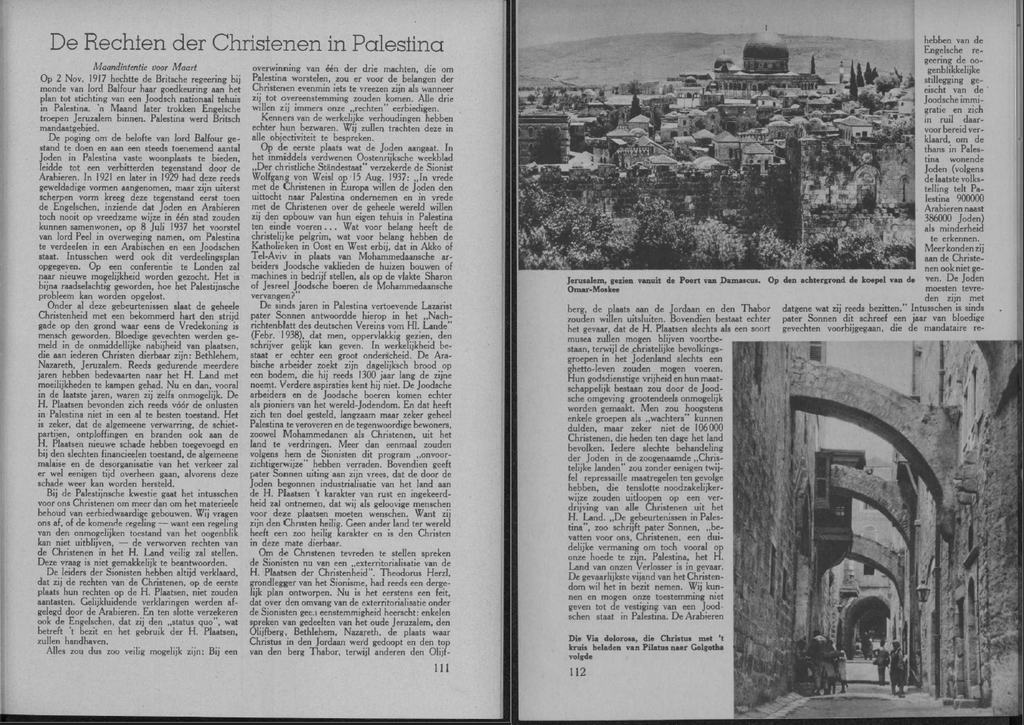 Jozef Peters, De Rechten der Christenen in Palestina, De Katholieke Missiën, 4, Februari 1939. Fonti Coeve Olandesi.
