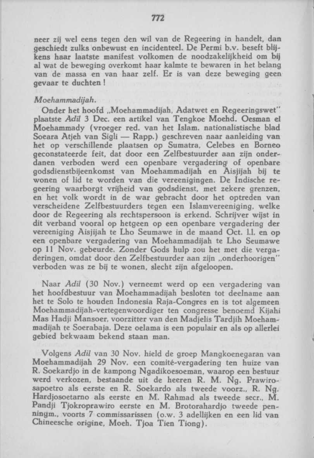 Overzicht van de Inlandsche en Maleisch-Chineesche Pers, 9 dicembre 1933, n. 49. Fonti Coeve Olandesi. Islam Rappresentanza.