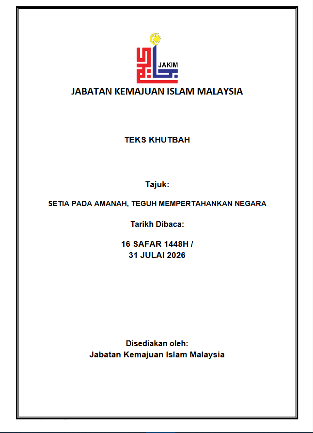 JAKIM. Malesia. Khutbah 31 luglio 2026. Islamismo. Suprematismo islamico soft.